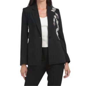 Elie Tahari Elegant Black Blazer with Silver Accents